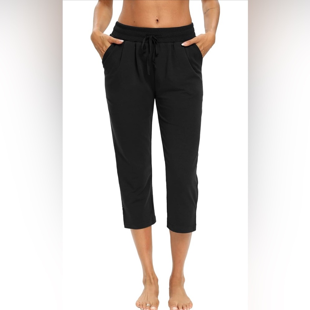 LEXISLOVE Capri Wide Leg Crop Drawstring Yoga Jogger Pants with Pockets XXL